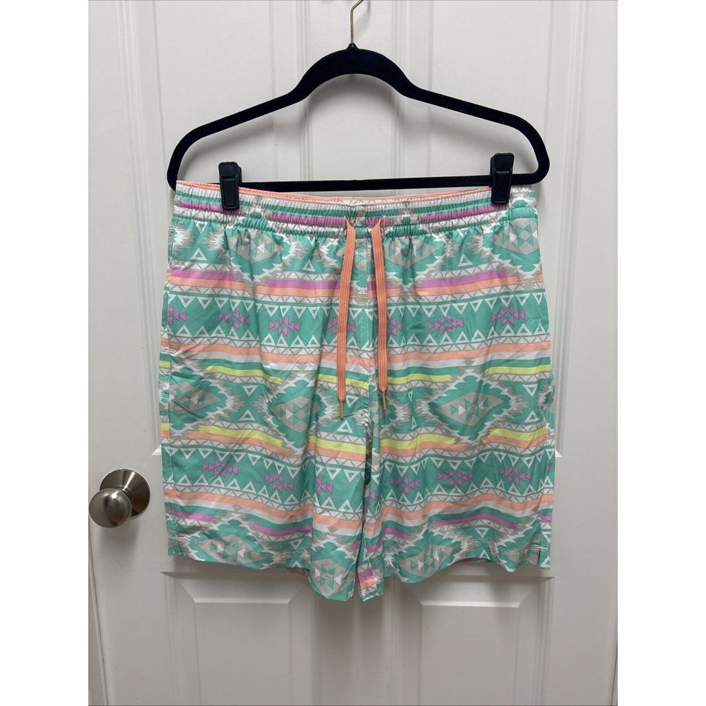 Chubbies Swim Trunk Mens large Green En Fuego Aztec Board Shorts Lined - Size XL